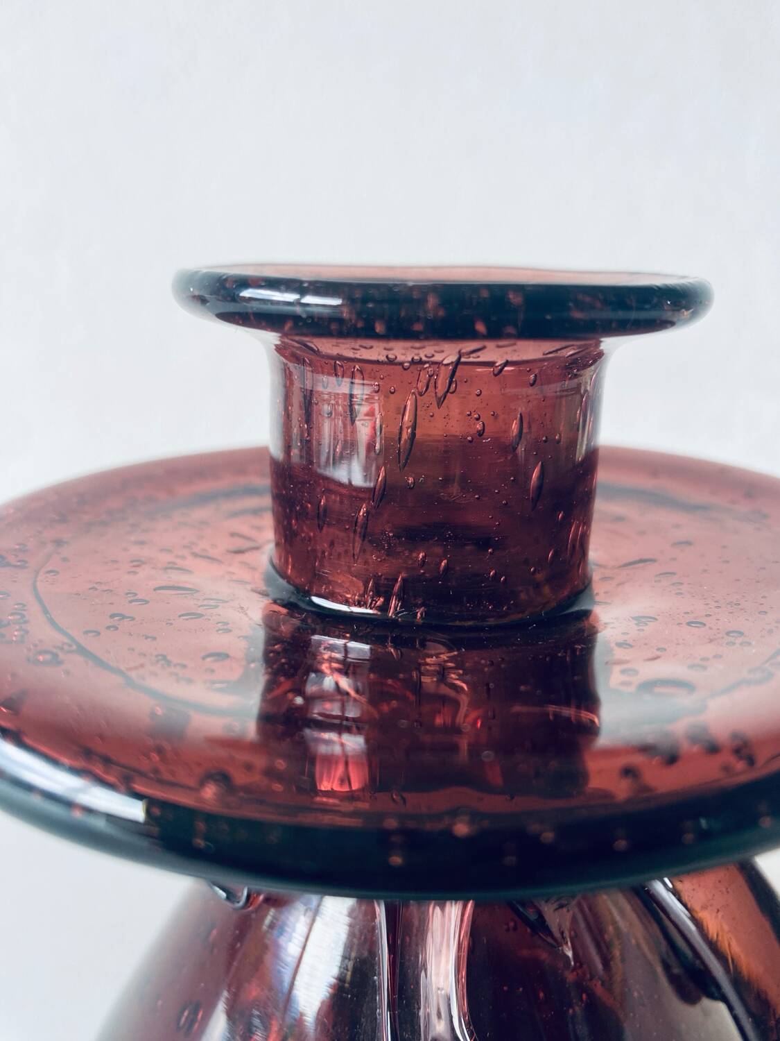 Bubble blown glass candle holder