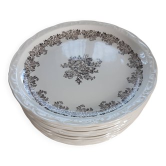 Lot de 8 assiettes plates Sarreguemines Digoin "Clovis"