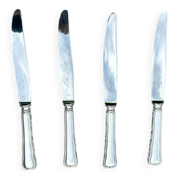 4 couteaux de table métal argenté Ravinet D'Enfert modèle Filet Contours