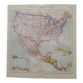A geographical map from Atlas Quillet 1925 map: United States and Central America physical