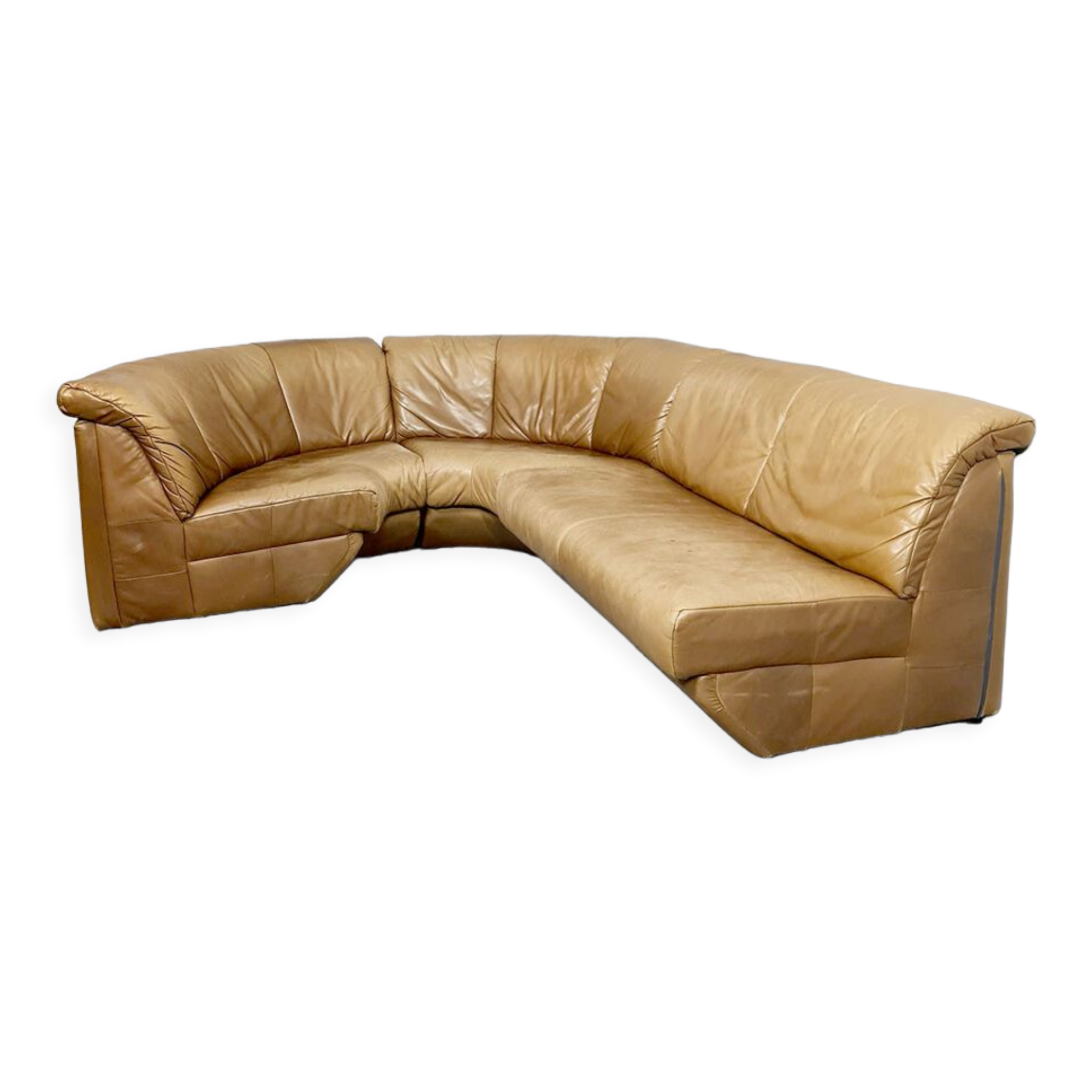 Vintage design leather curved modular sofa Rolf Benz