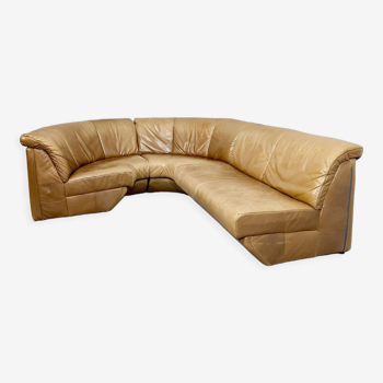 Vintage design leather curved modular sofa Rolf Benz