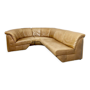 Vintage design leather curved modular sofa Rolf Benz