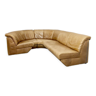 Canapé modulaire incurvé en cuir vintage Rolf Benz