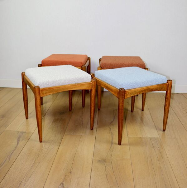 Tabouret Edmund Homa siège en bouclé orange brique