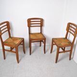 3 chairs attributed to Pierre Cruege 1950