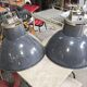 Pair of industrial Mazda pendant lights in enamelled sheet metal – Ø 52 cm