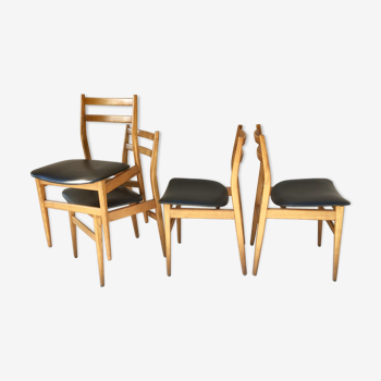 Suite de 4 chaises vintage scandinave