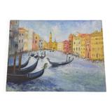 Huile sur panneau du Grand Canal à Venise