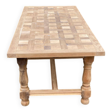 Renovated farmhouse dining table in solid oak 210cm 19th century