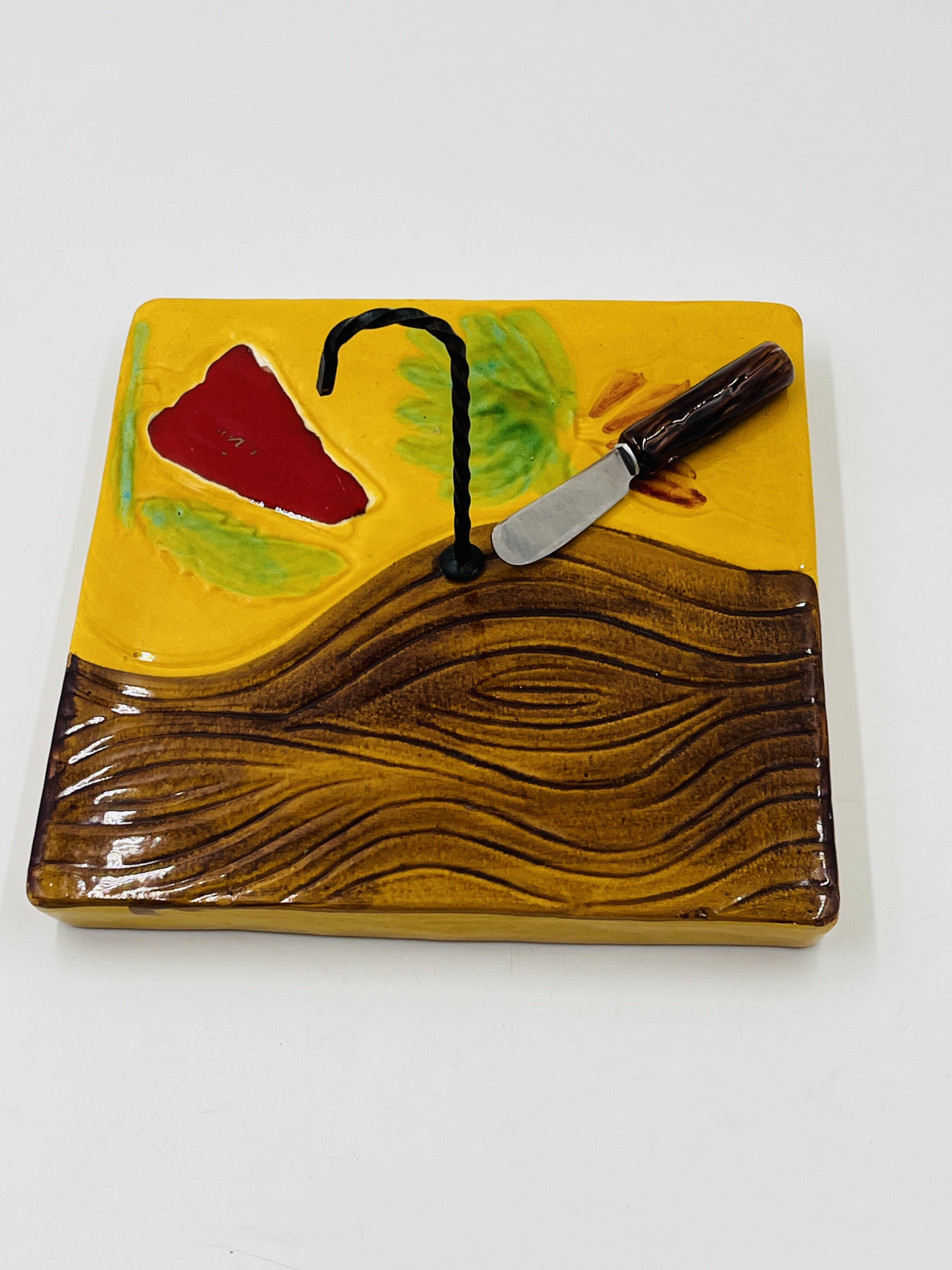 Square cheese board with knife Vallauris
