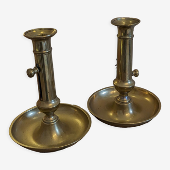 Vintage candlesticks with gilded brass pushers