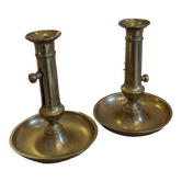 Vintage candlesticks with gilded brass pushers