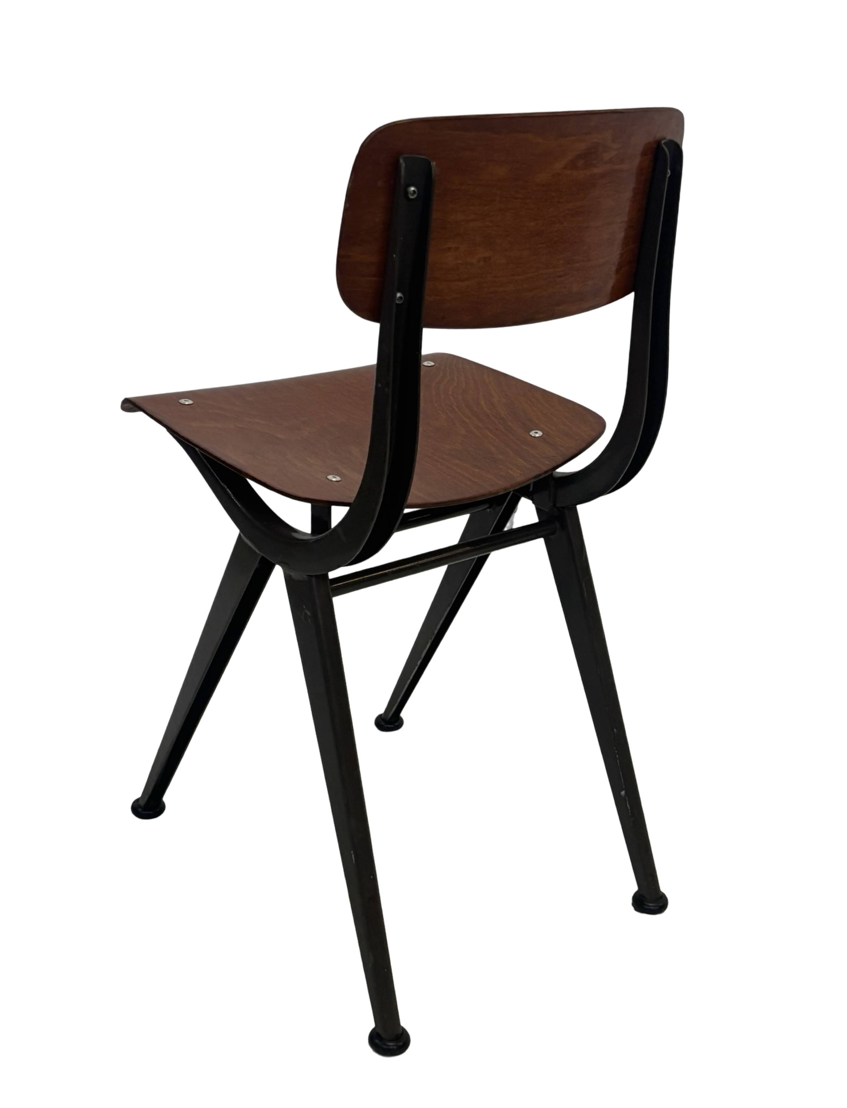 Vintage industrial children's chair, school chair, Dutch design