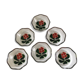 Glass ramekins and floral decoration - 1950s