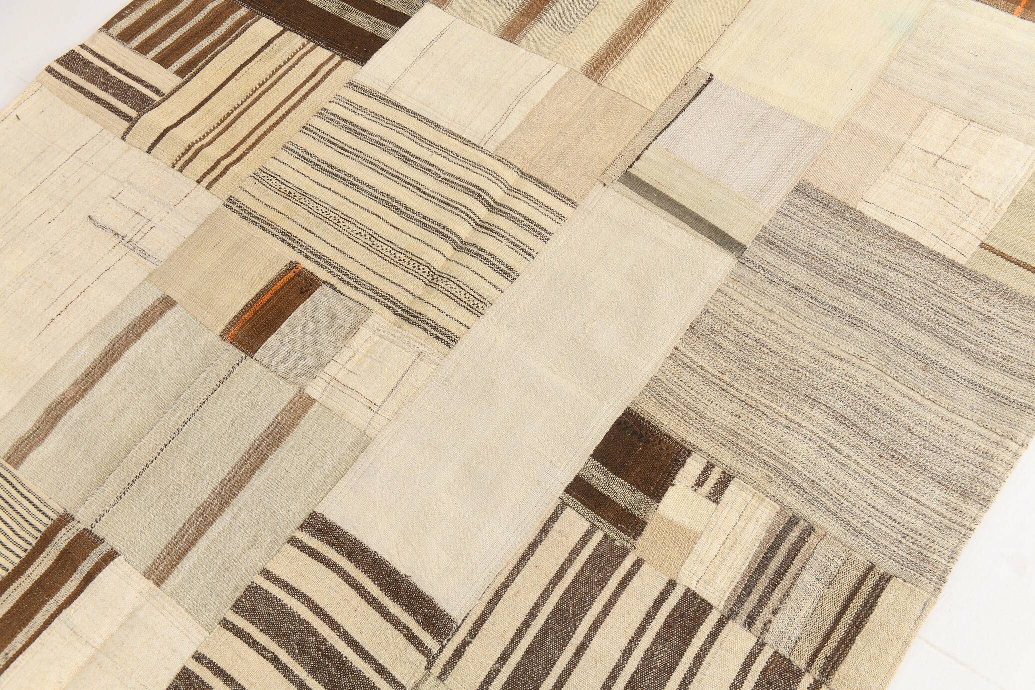 5x8 Cream & Beige Mid Century Modern Kilim Rug, 167x234Cm