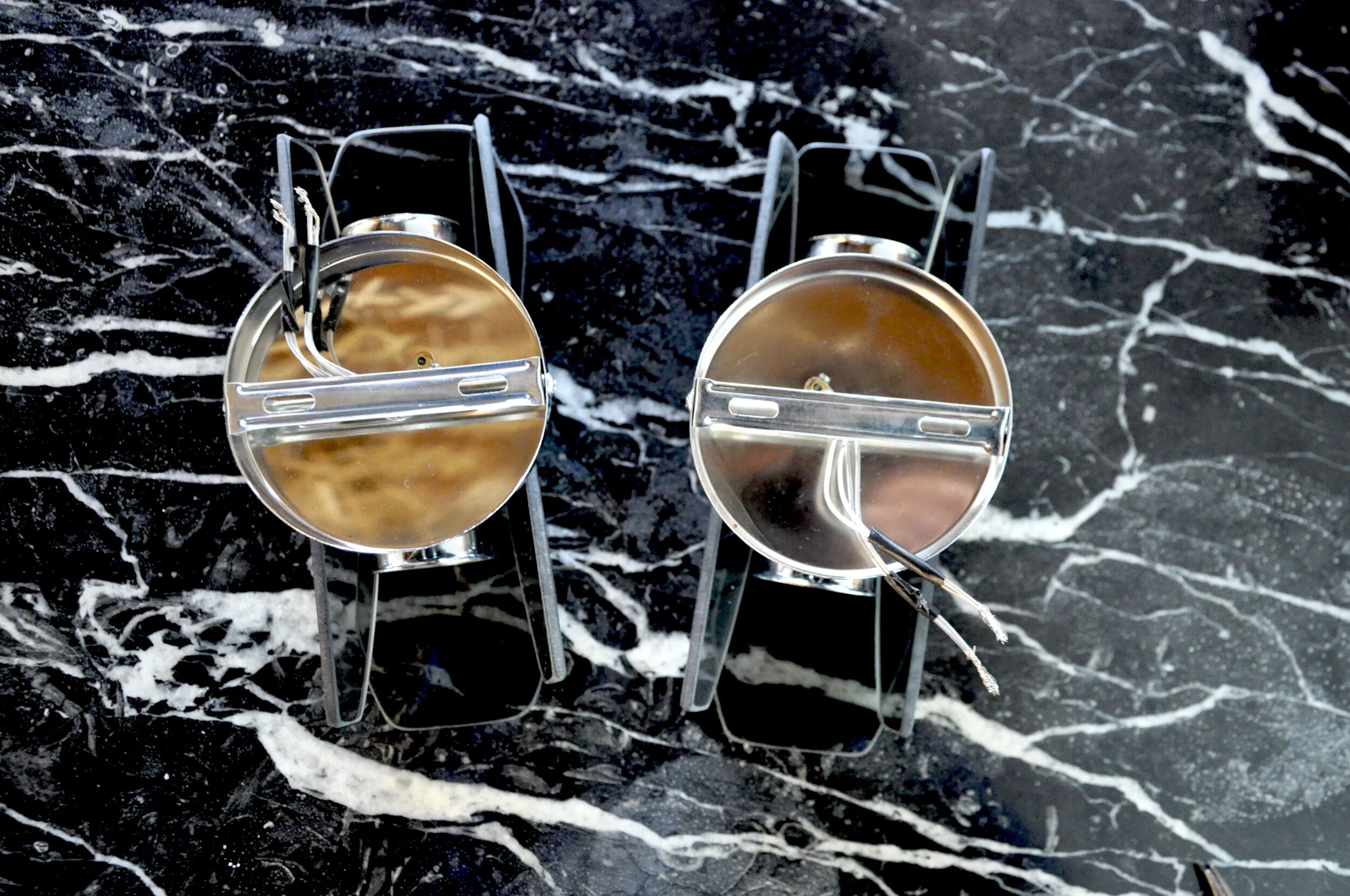 Pair of black Veca wall lamps, murano glass, Italy, 1960