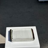 Trio of small rectangular serving dishes white and black Indonesian ceramic 21x16