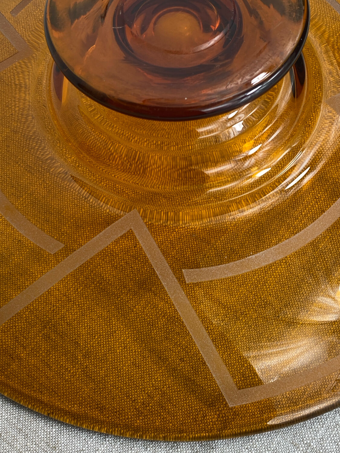 Large Art Deco amber glass bowl
