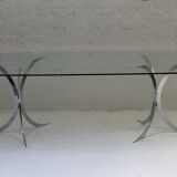 Glass and chrome steel dining table