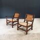 Arts & Crafts Handcrafted Low Lounge Armchairs, Belgium, 1920s, Set of 2