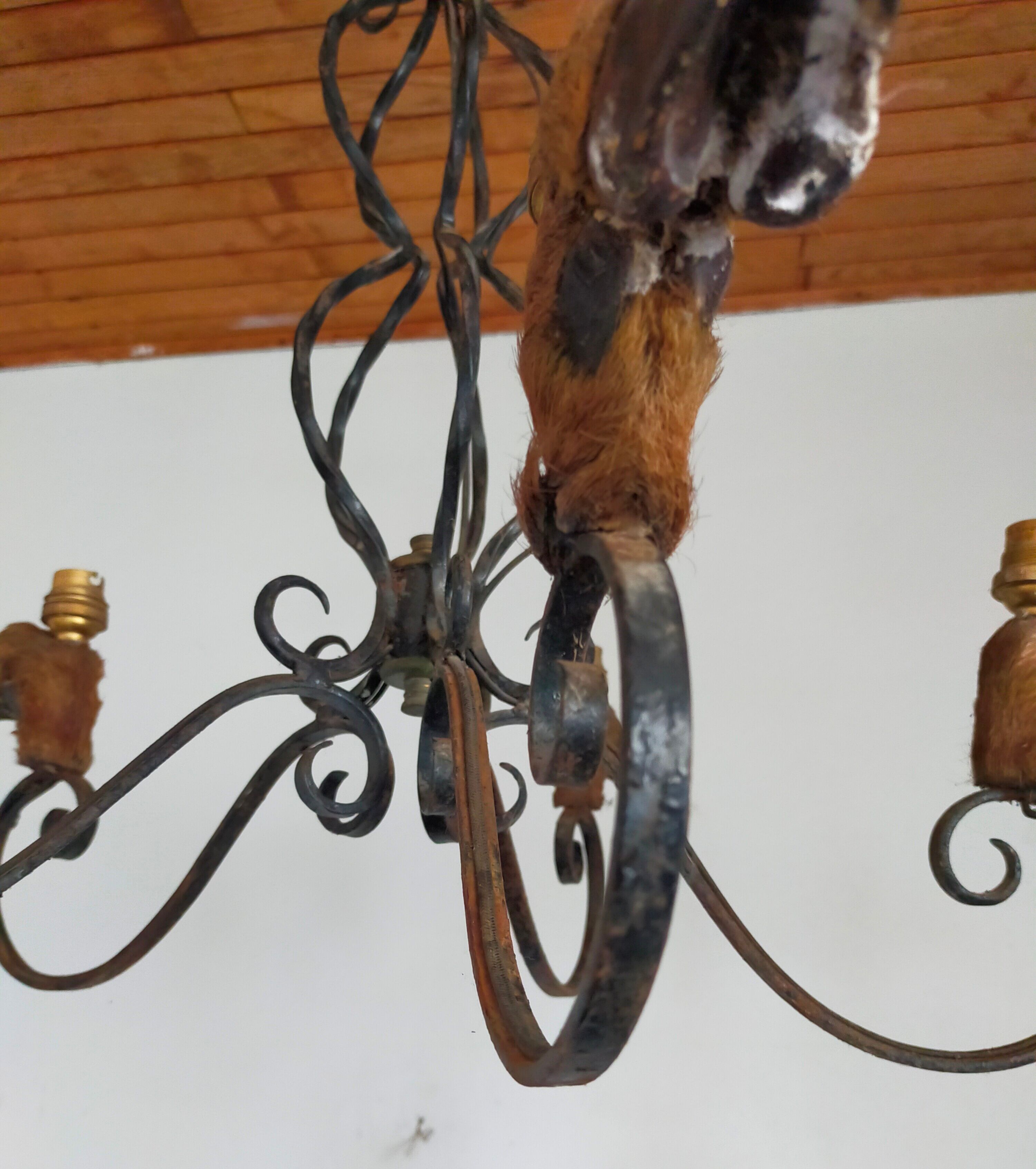 Wrought iron hunter chandelier