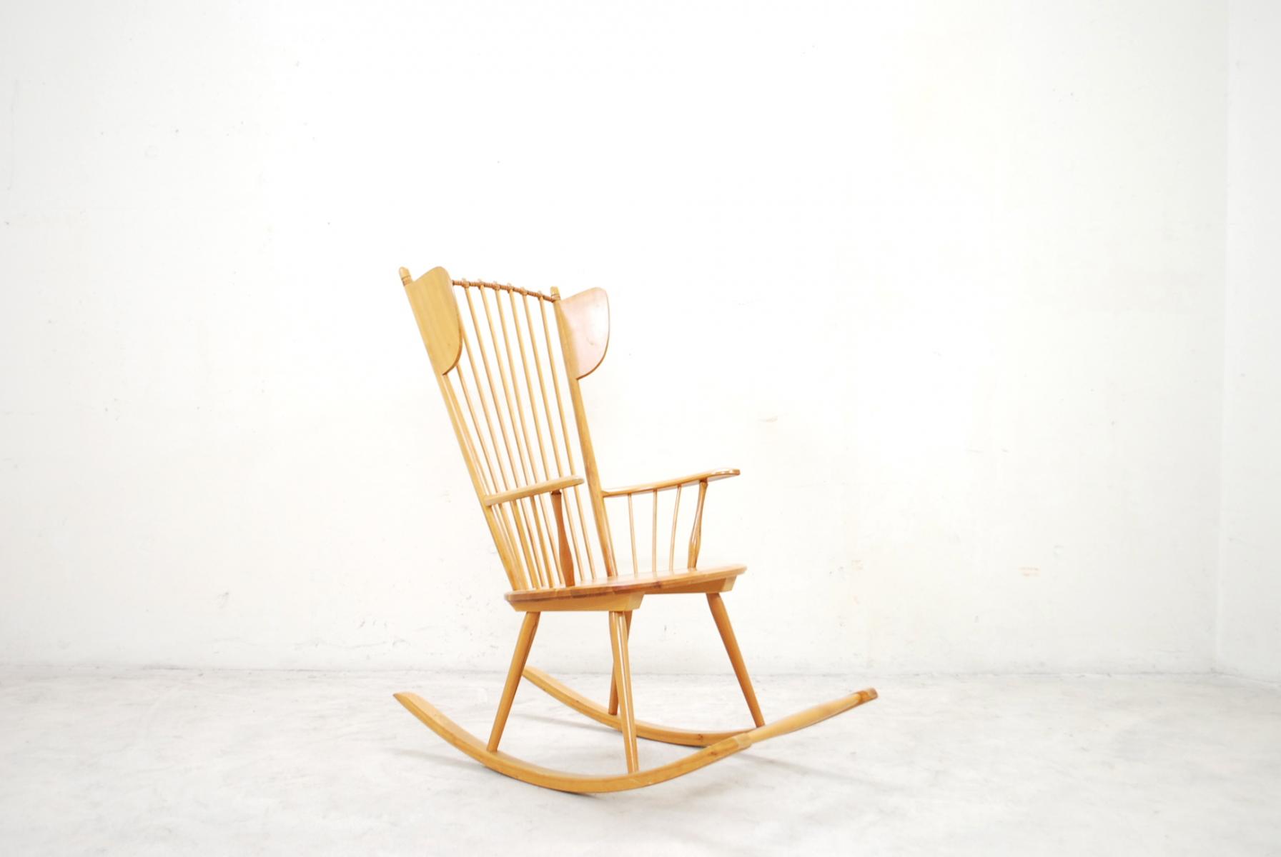 Rocking chair Wingback  par Albert Haberer pour Hermann Fleiner