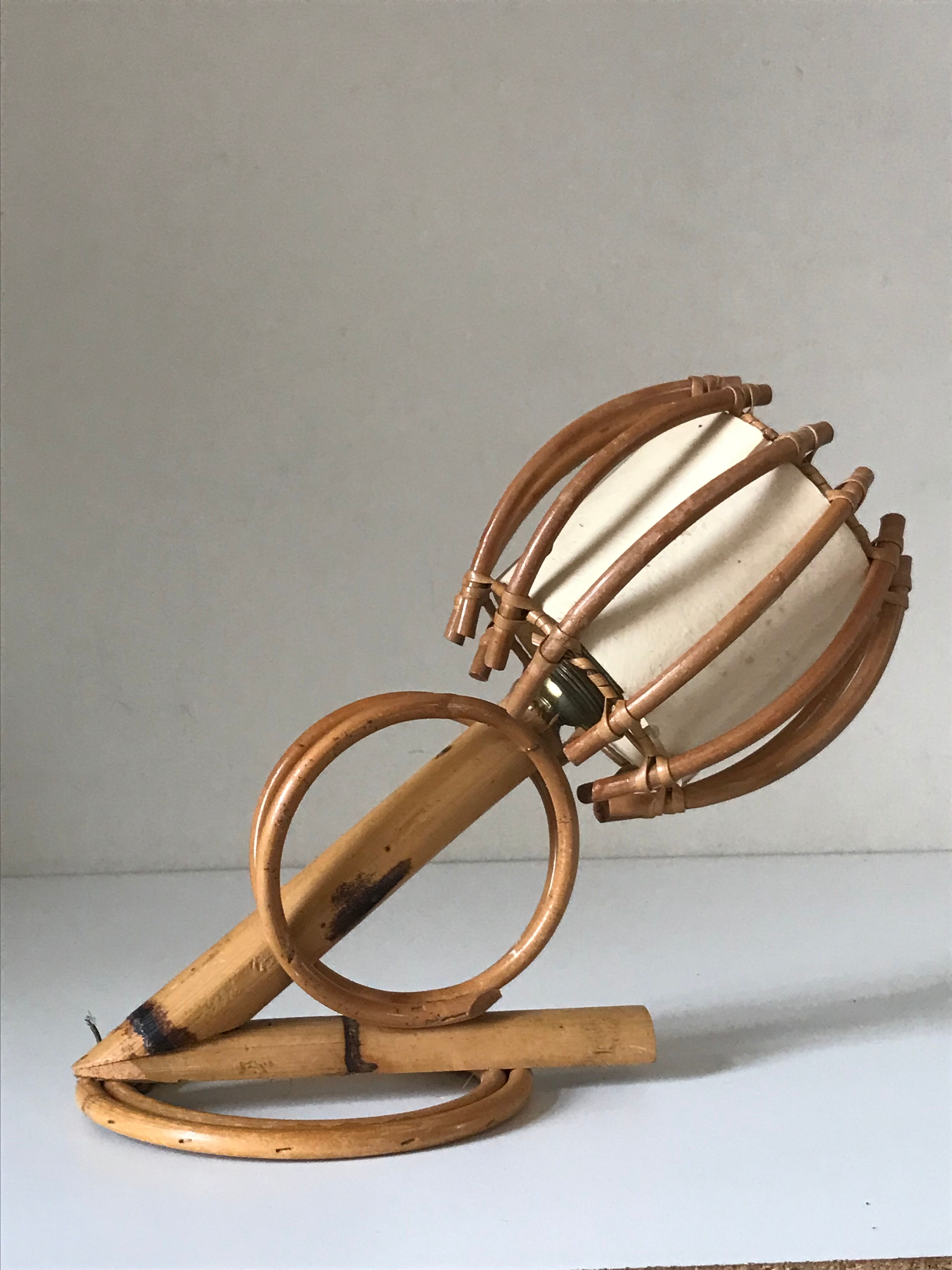 Rattan wall lamp vintage design 60 s
