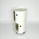 Pair of 70s Kartell Componibili on Wheels in Off White and Coral