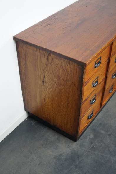German apothecary cabinet in oak, mid-twentieth century