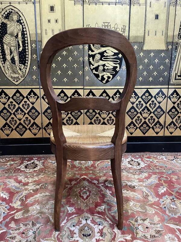 Set of 6 Louis Philippe style straw chairs