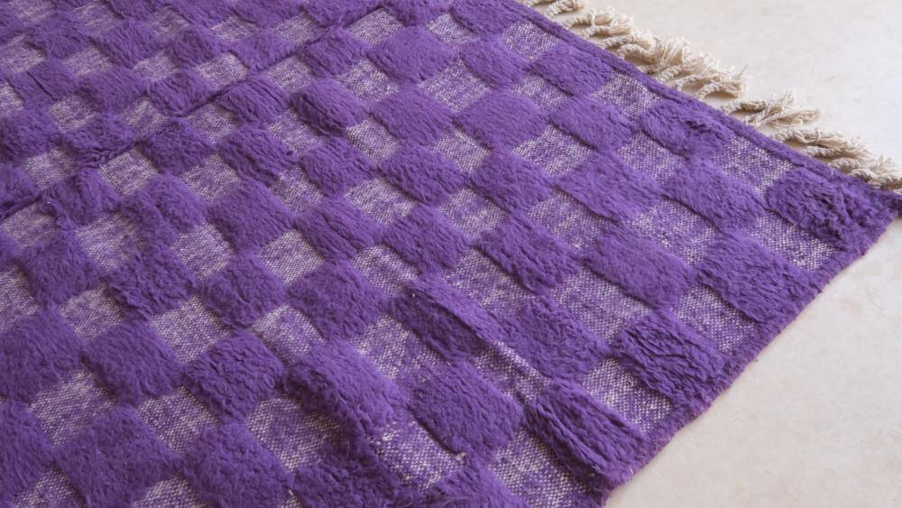 Purple Checkered Rug - 281 x 207 cm