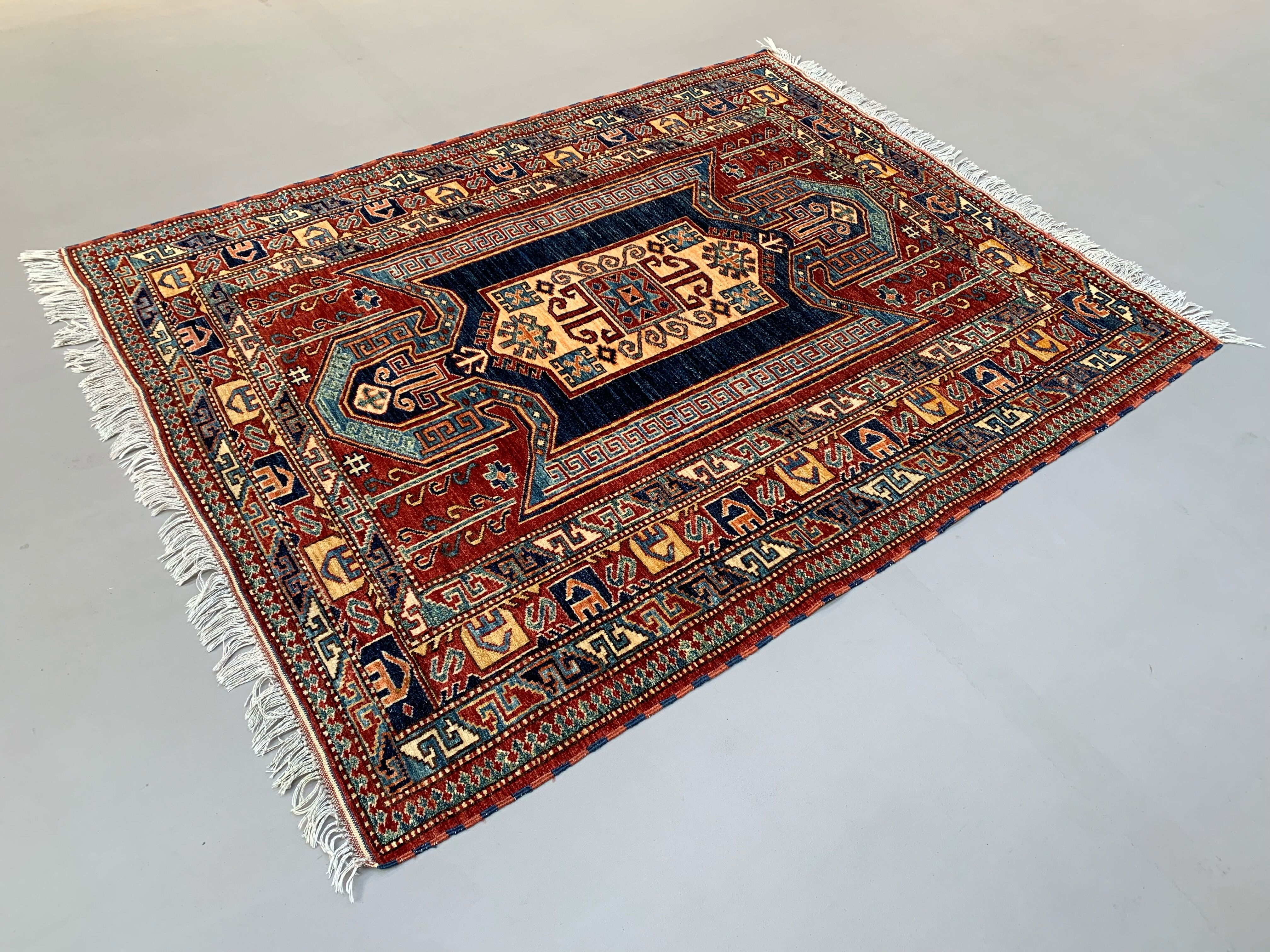 Afghan wool sevan kazak rug 185x143 cm chobi