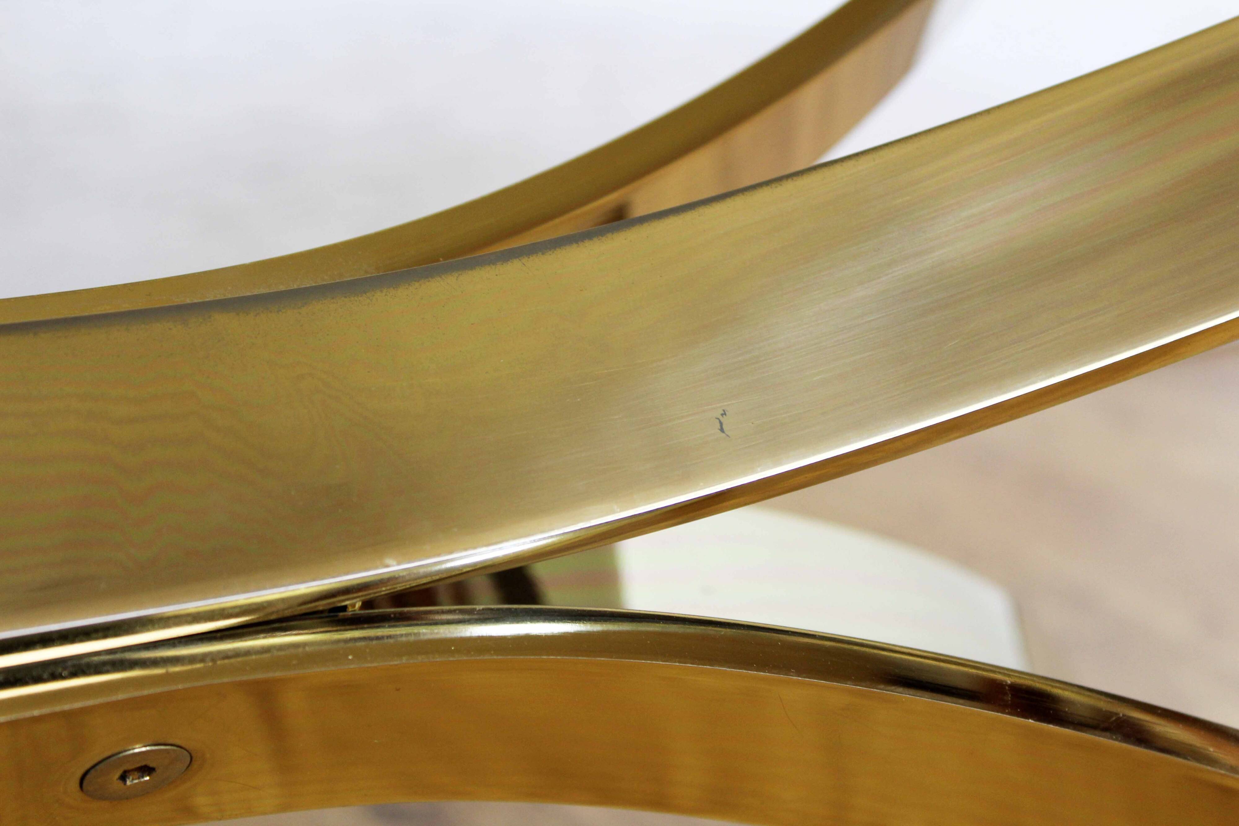 Italian coffee table in smoked glass and brass