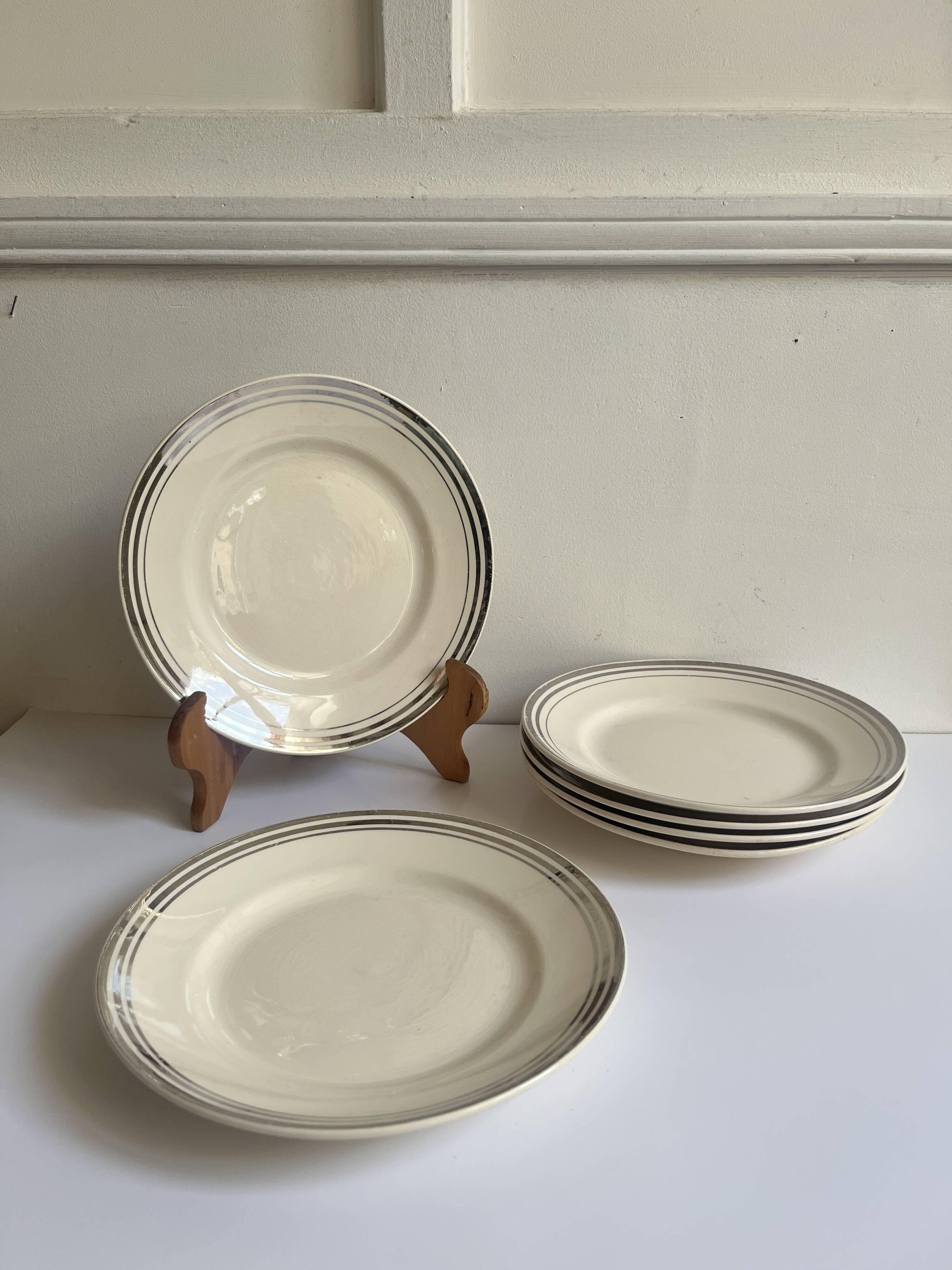 Assiette liseré platine vintage