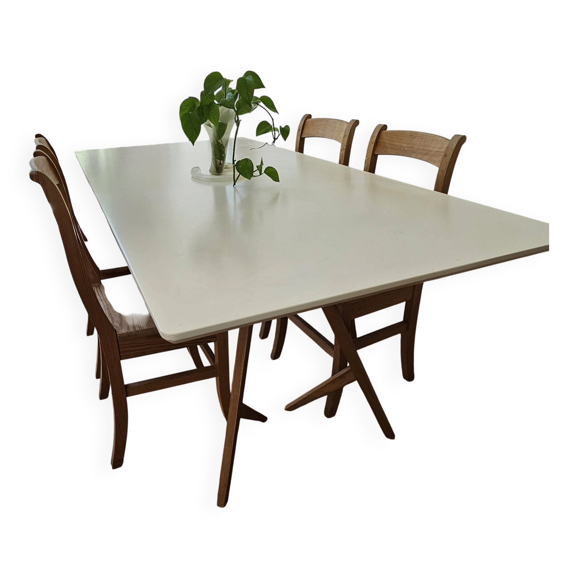 Vintage design table (Style Ouelette X Etch&Bolts) + Chairs