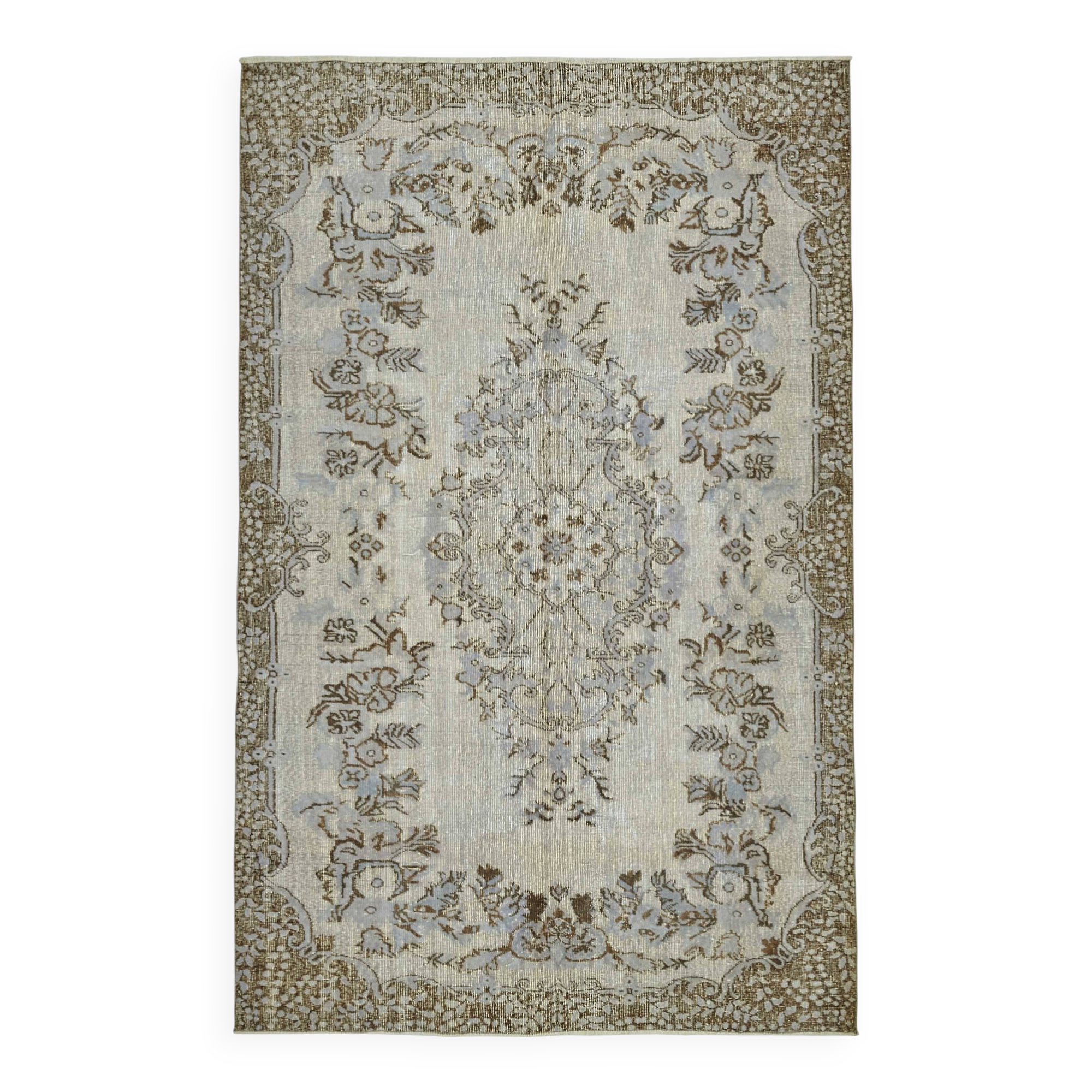 Overdyed Wool Vintage Handmade Carved Rug 178 cm x 275 cm