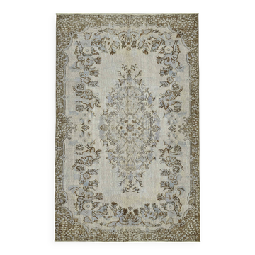 Overdyed Wool Vintage Handmade Carved Rug 178 cm x 275 cm