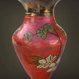 Cloisonné enamel vase with floral decoration from India