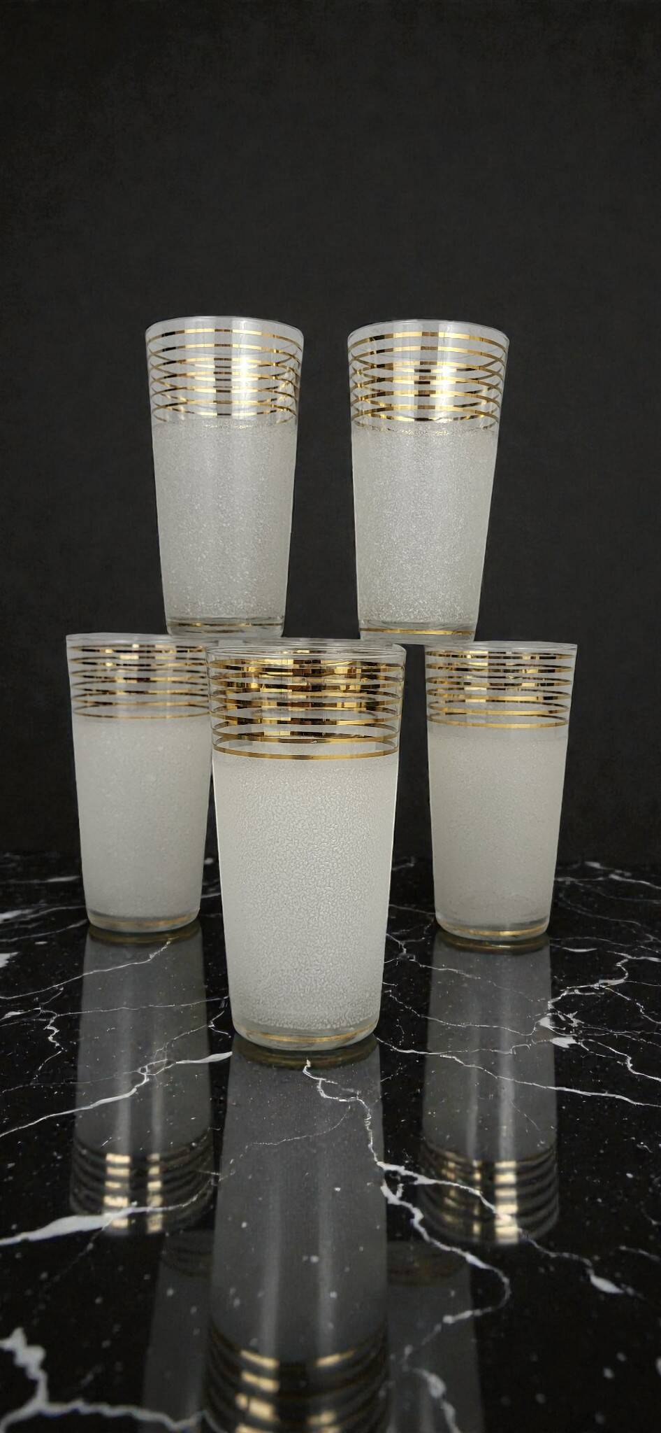 6 water glasses / frosted orangeade glasses