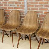 Set of 4 chairs in ABS, wood and metal