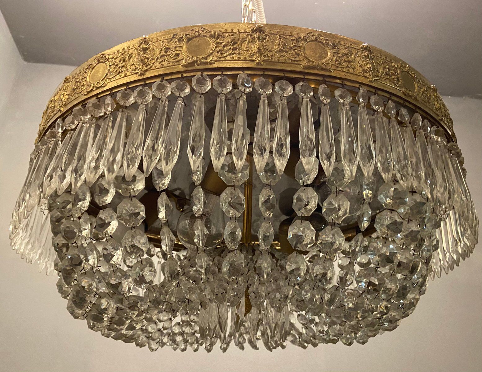 Vintage italian crystal ceiling light