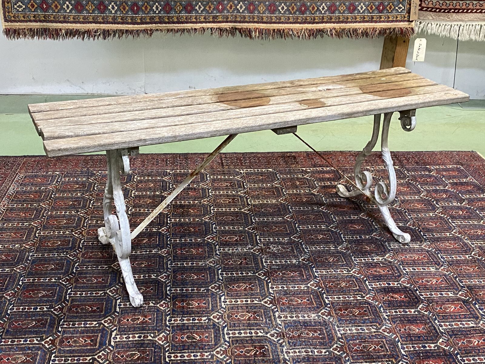 Banc de jardin anglais avec piétement en fonte d'alu