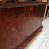 Large vintage chest old wooden trunk