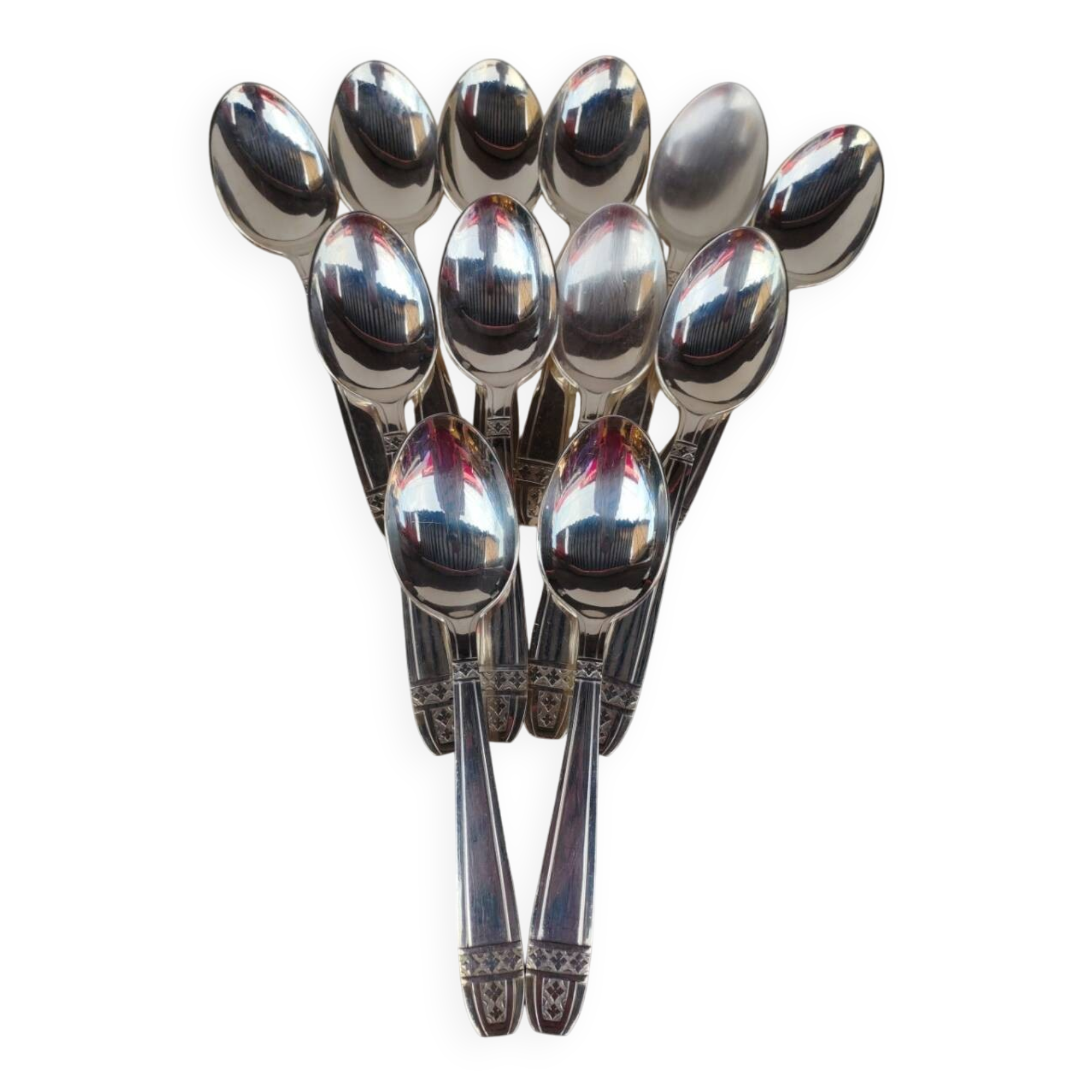 12 silver-plated soup spoons, Monaco Grand Prix model.