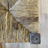 Stool high straw wood turned