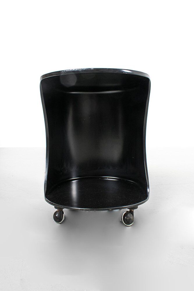 Black Side Table on Wheels