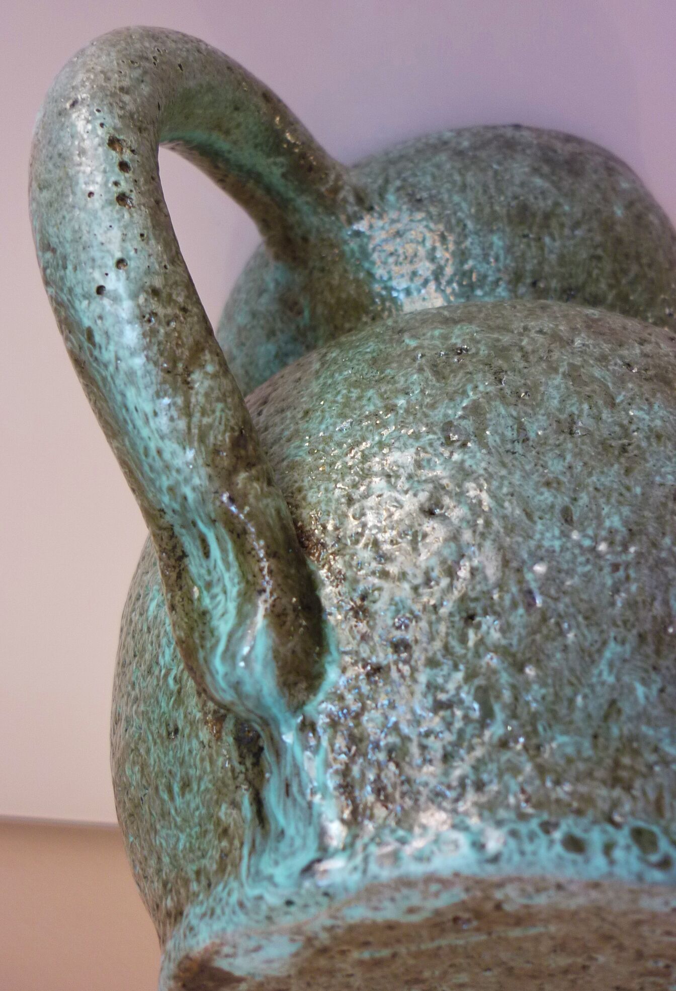 Zoomorphic pitcher in fat lava ceramic, signed Accolay, 1960s/1970s