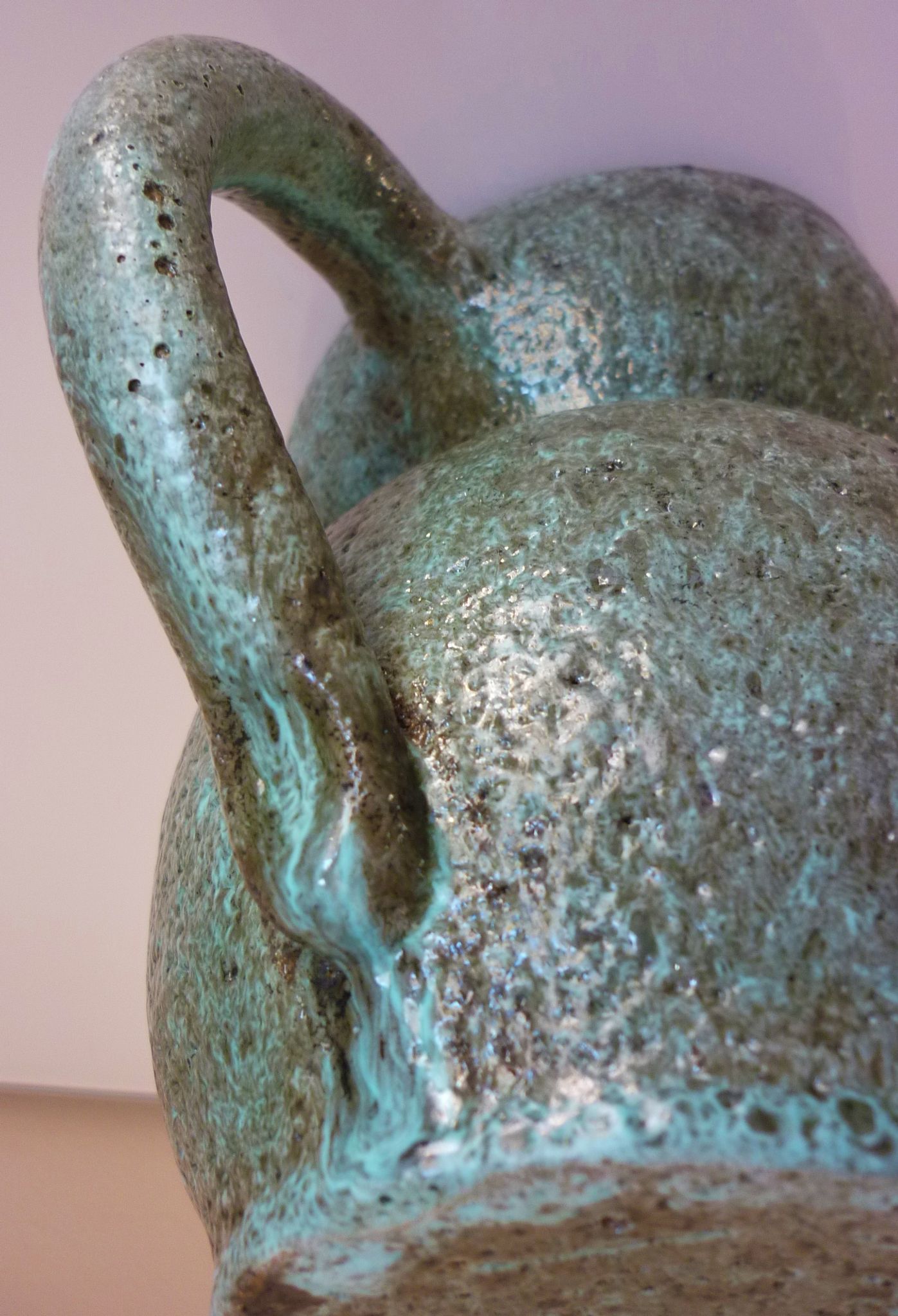 Zoomorphic pitcher in fat lava ceramic, signed Accolay, 1960s/1970s