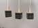 Three older square pendant lamps in Space-Age style, Denmark 1980s